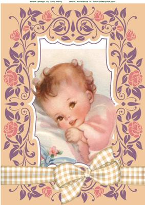 Baby in Beautiful Floral Frame A4