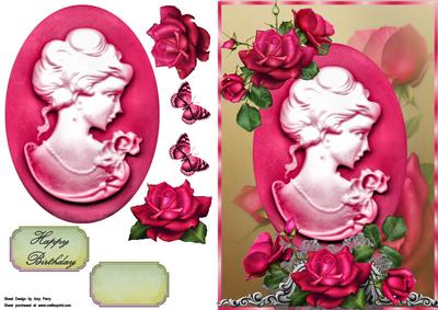 Hot Pink Roses with Hot Pink Cameo