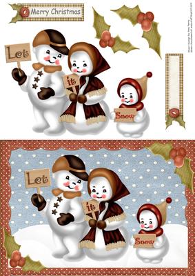 Snowman Family in Vintage Outfits