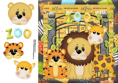 Lion,tiger and Giraffe at the Zoo 8x8