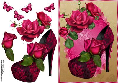 Beautiful Deep Pink Shoe & Roses