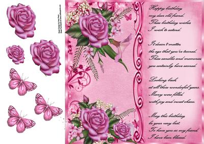 Beautiful Pink Roses with Poem 8x8