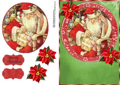 Vintage Santa in Oval Frame