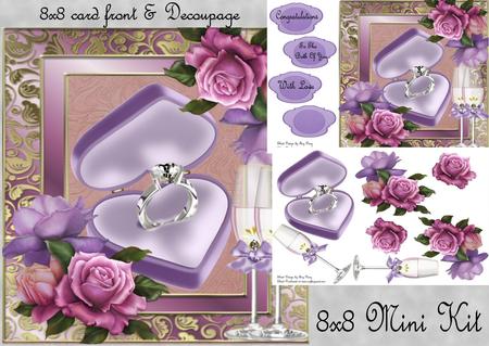 Beautiful Roses with Lilac Engagement Ring 8x8 Mini Kit