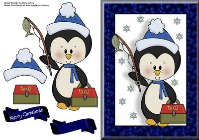 Cute Penguin with Rod & Tackle Box
