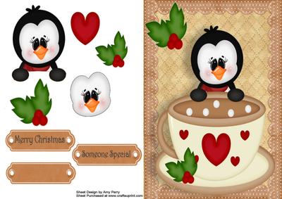 Cute Penguin in Brown Cup