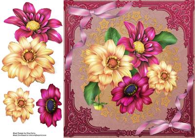 Beautiful Burgundy & Yellow Flowers 8x8