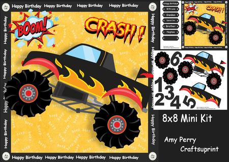 Black & Yellow Boy's Monster Truck 8x8 Mini Kit