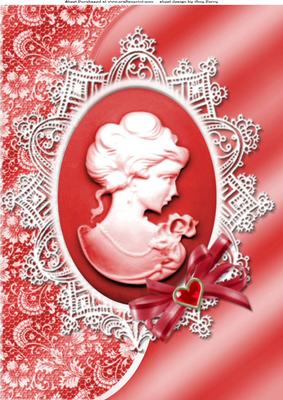 Beautiful Red Cameo in Fancy Silver Frame A4