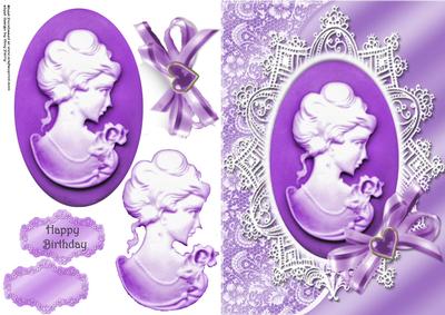 Beautiful Lilac Cameo in Fancy Silver Frame