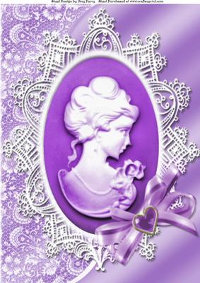 Beautiful Lilac Cameo in Fancy Silver Frame A4