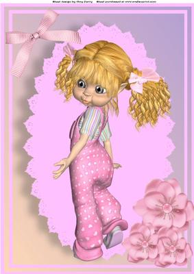 Gorgeous Kiki Girl in Pink Dungaree's A4