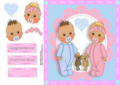 Baby Boy & Girl Twin's 8x8
