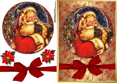 Vintage Santa in Oval Frame