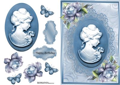 Beautiful Blue Cameo with Rose's