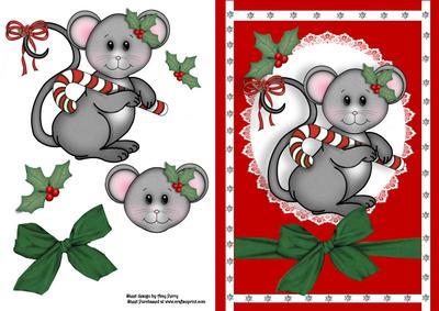 Cute Christmas Mouse with Holly