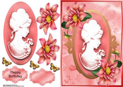 Beautiful Pale Red Cameo with Matching Dahlia Flowers