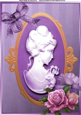 Beautiful Lilac Cameo with Lilac Rose's A4