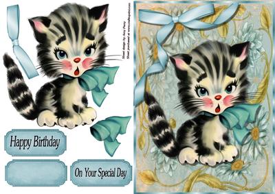 Cute Vintage Black & White Kitten