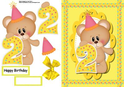 Happy 2nd Birthday Bear Polka Dot