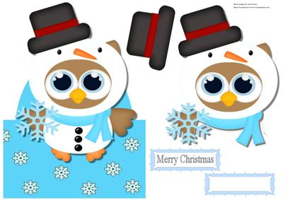 Gorgeous Owl in Disguise as a Snowman Over the Edge
