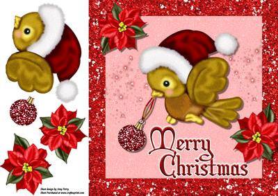 Gorgeous Bird with Red Santa Hat 8x8