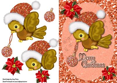 Cute Christmas Bird with Red Santa Hat