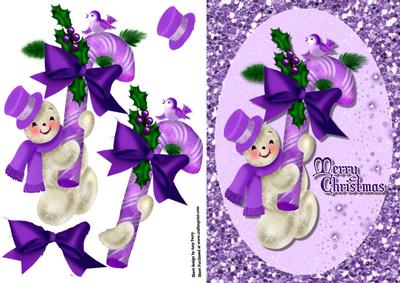Snowman with Purple Candy Cane