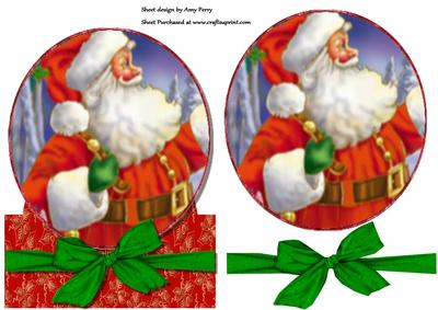 Jolly Santa in Oval Frame Over the Edge
