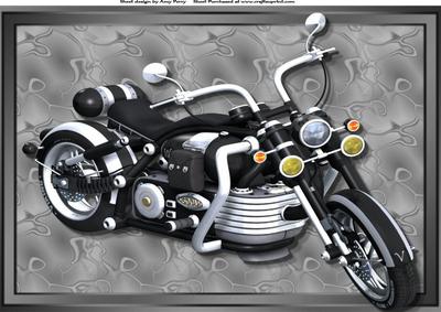 Beautiful Black & Chrome Motorbike A4