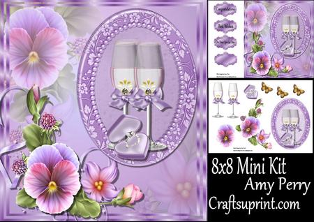 Beautiful Lilac Champagne Glass's & Engagement Ring Mini Kit