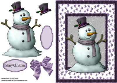 Cute Snowman with Purple Scarf
