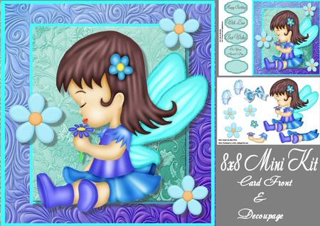 Cute Litttle Fairy in Blue Dress 8x8 Mini Kit