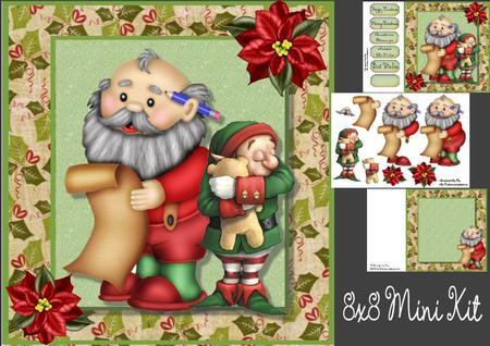 Jolly Santa Checking His List 8x8 Mini Kit