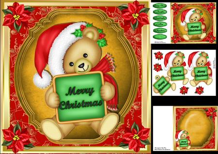Cute "merry Christmas" Bear 8x8 Mini Kit
