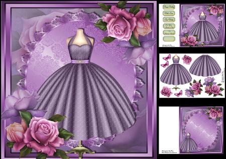 Beautiful Purple Ball Gown 8x8 Mini Kit