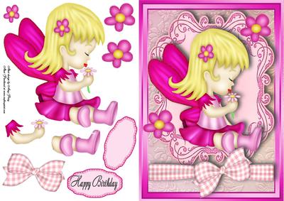 Cute Pink Fairy with Flower