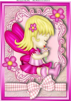 Cute Pink Fairy with Flower A4
