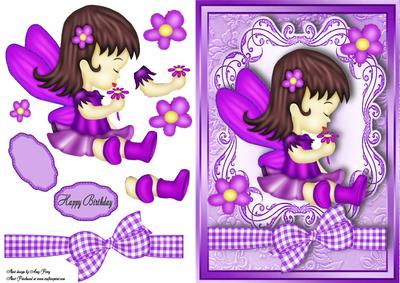 Cute Purple Fairy with Flowers