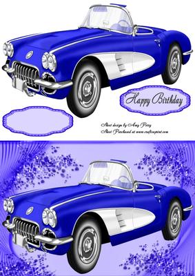 Beautiful 50's Electric Blue Car