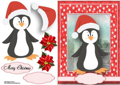Adorable Christmas Penguin with Santa Hat