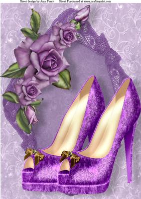 Beautiful Purple Shoes with Roses A4