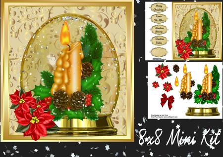 Beautiful Gold Candle in Snow Globe 8x8 Mini Kit