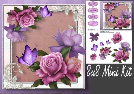 Beautiful Lilac Roses 8x8 Mini Kit