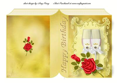 Beautiful Red Rose & Champagne Glass's