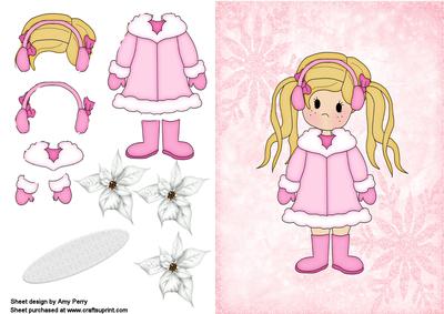 Snowy Christmas Pink Girl