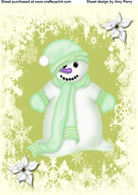 A4 Green Christmas Snowman