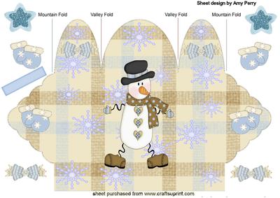 Cute Christmas Snowman Brown & Blue Pyramid