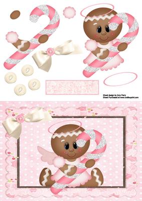 Lovely Ginger Bread Girl with Pink Candy Cane