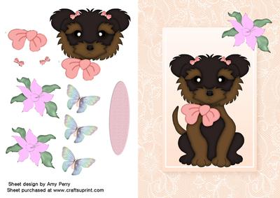Cute Yokie Terrier with Pink Bow